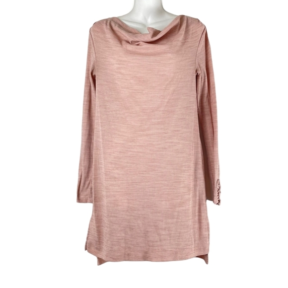 Anthropologie Pure + Good Ribbed Cowl Neck Long Sleeve Mini Dress - Picture 1 of 10